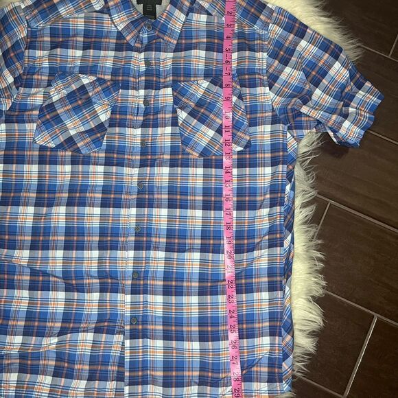 5.11 Tactical blue/orange/white plaid casual pearl snap button down sz Large - Picture 4 of 5